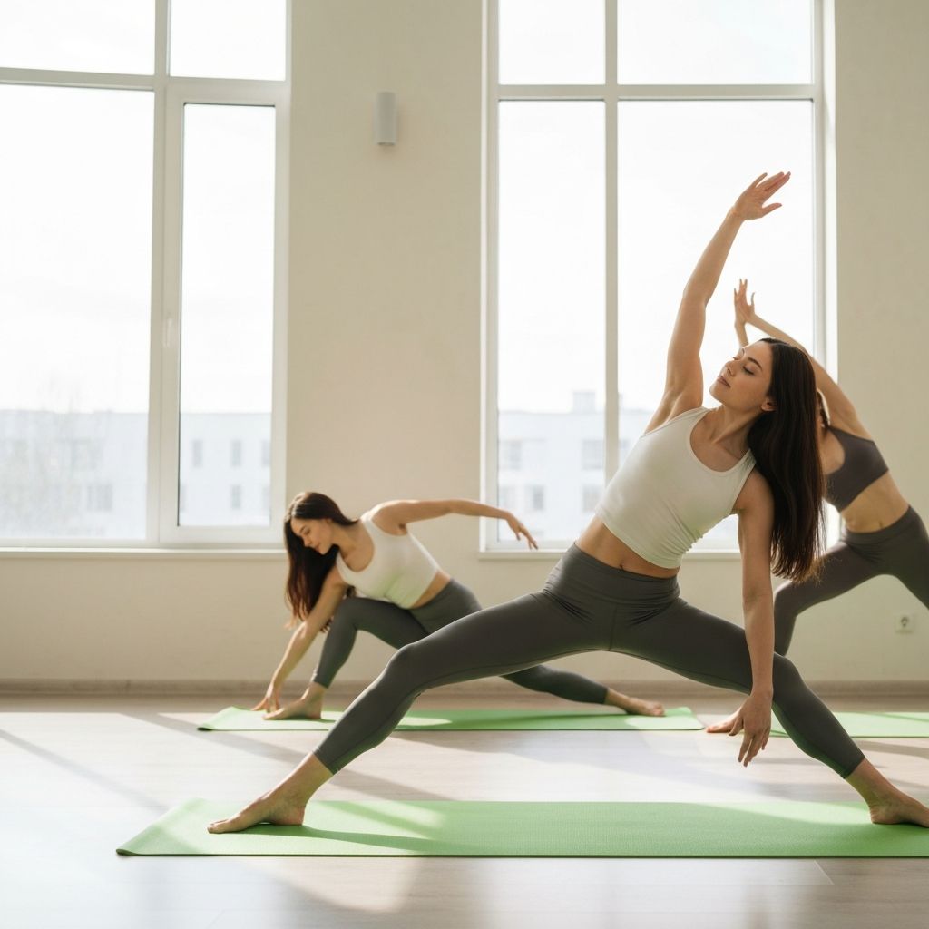 Gentle yoga and stretching activity representing balanced physical movement